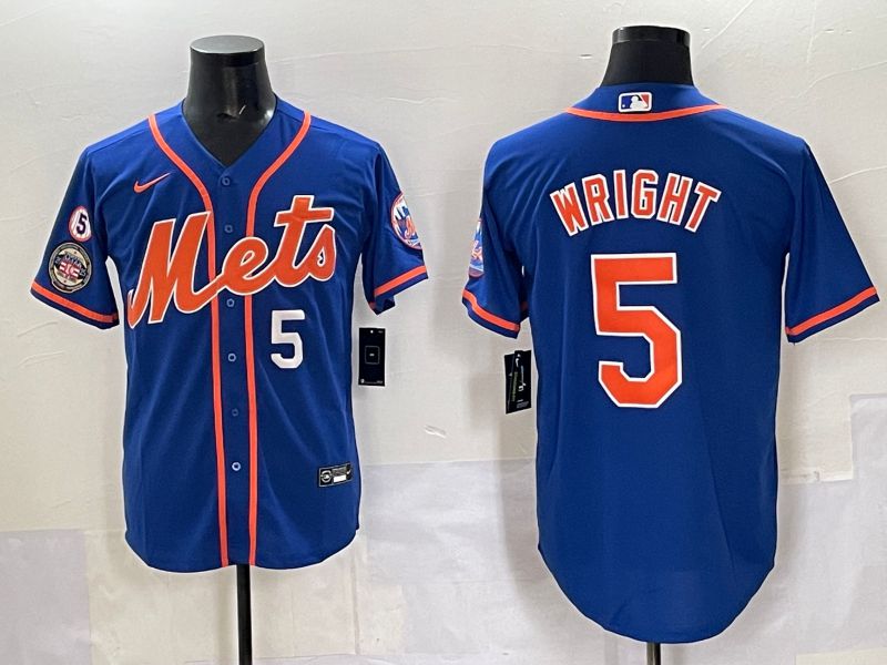 Men 2025 New York Mets #5 Wright Blue Game Nike MLB Jersey style 09